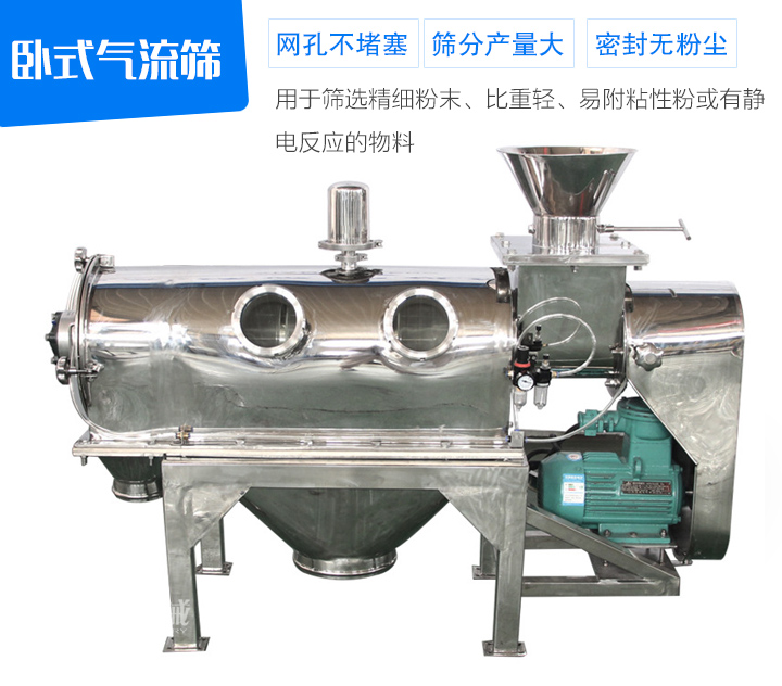 用于篩選精細(xì)粉末、比重輕、易附粘性粉或有靜電反應(yīng)的物料